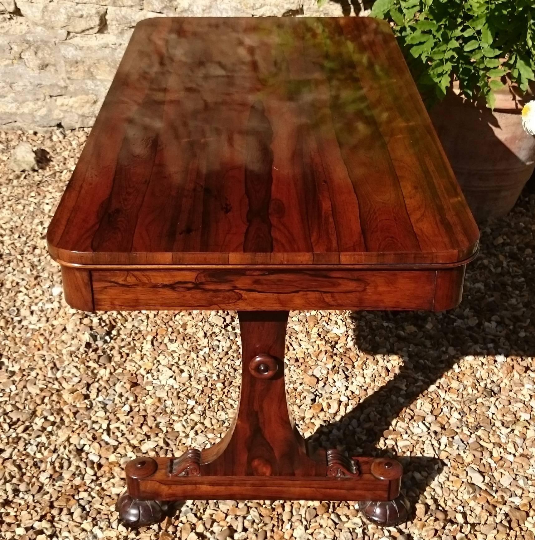 Important 19th Century Rosewood Antique Library Table or Sofa Table 1