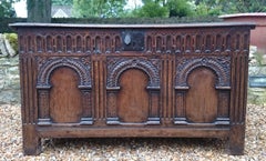 Especially Fine 17th Century Antique Oak Coffer
