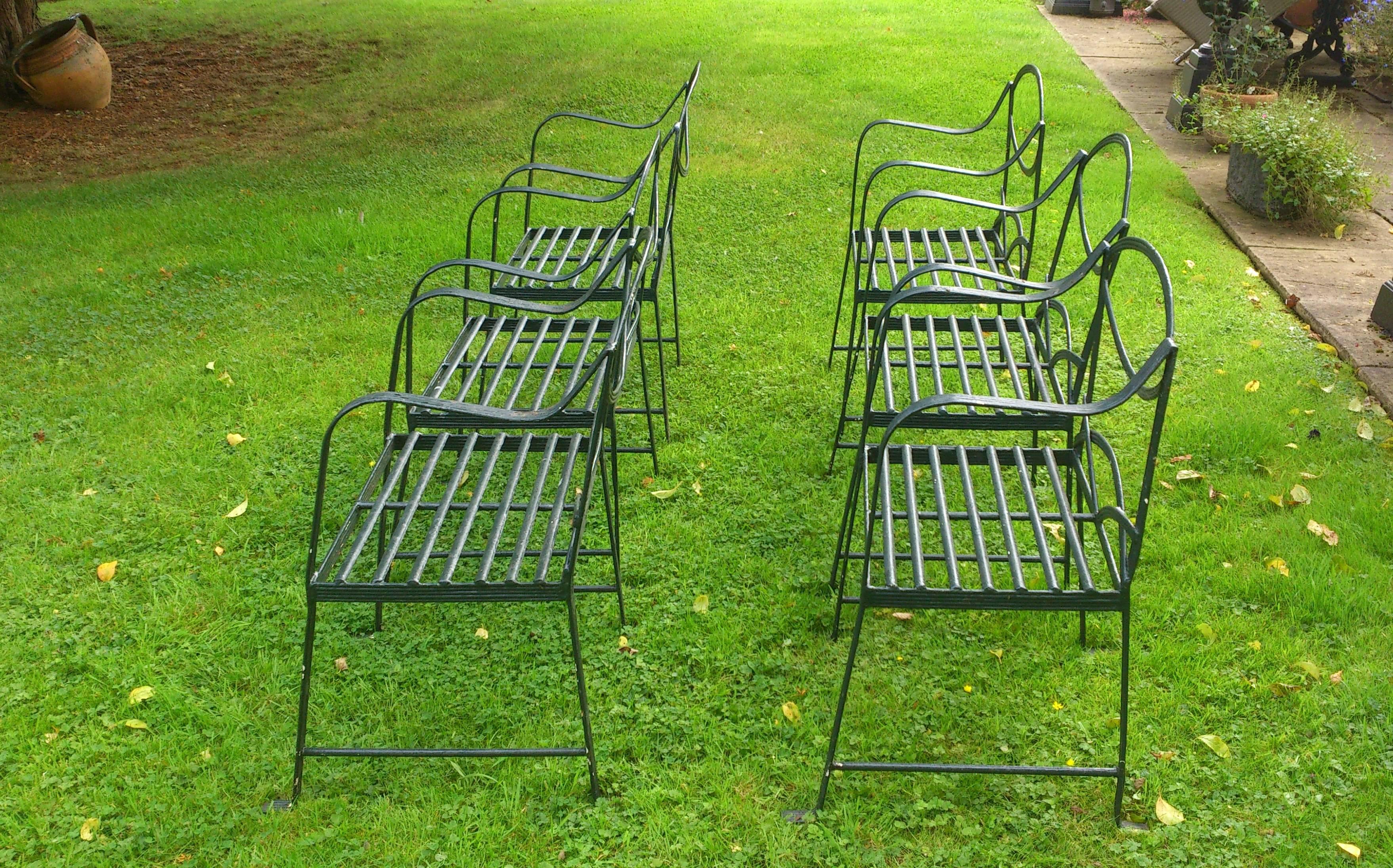 Set Of Six Hand Made Wrought Iron Garden Chairs in the Regency Style In Excellent Condition In Gloucestershire, GB
