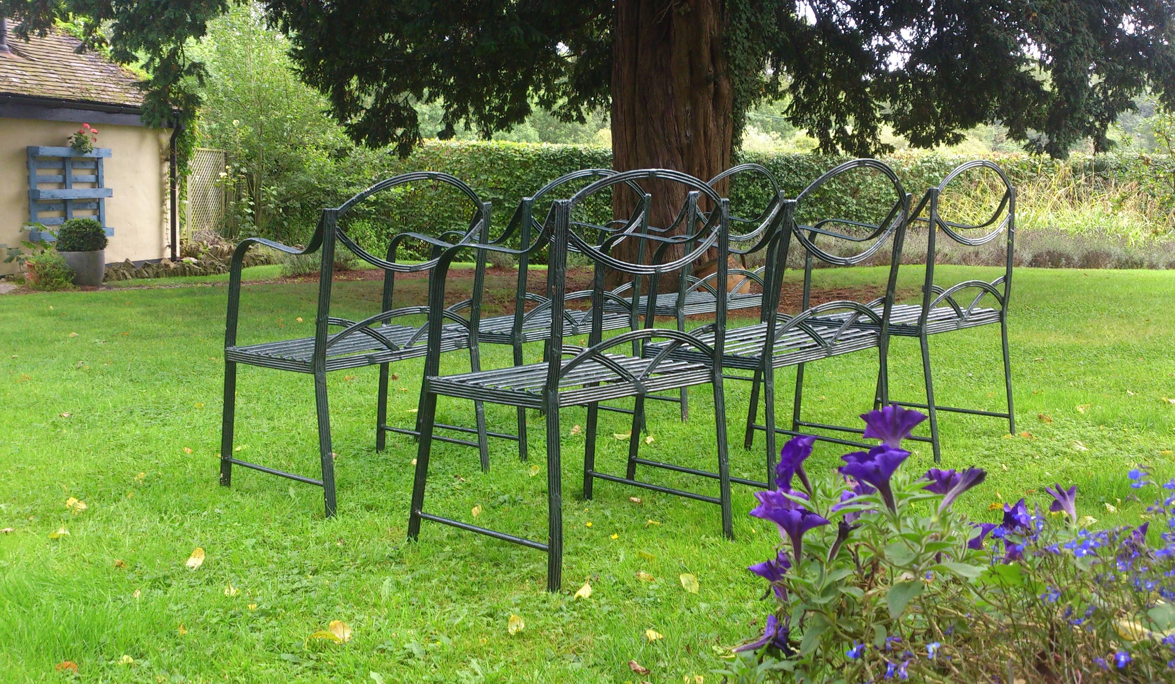 Set Of Six Hand Made Wrought Iron Garden Chairs in the Regency Style 2