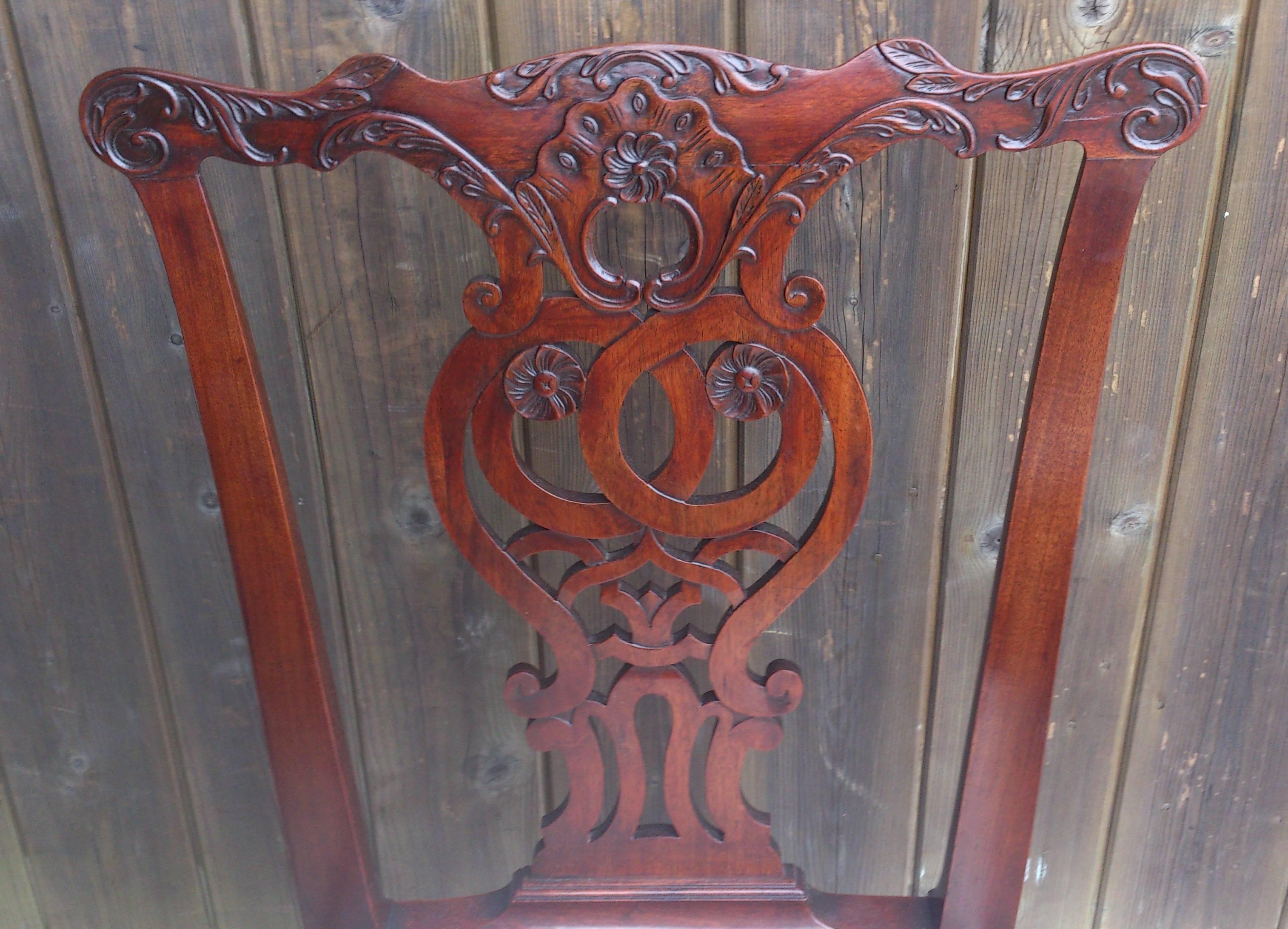 Large and Strong Set of 12 19th Century Chippendale Mahogany Dining Chairs In Excellent Condition For Sale In Gloucestershire, GB