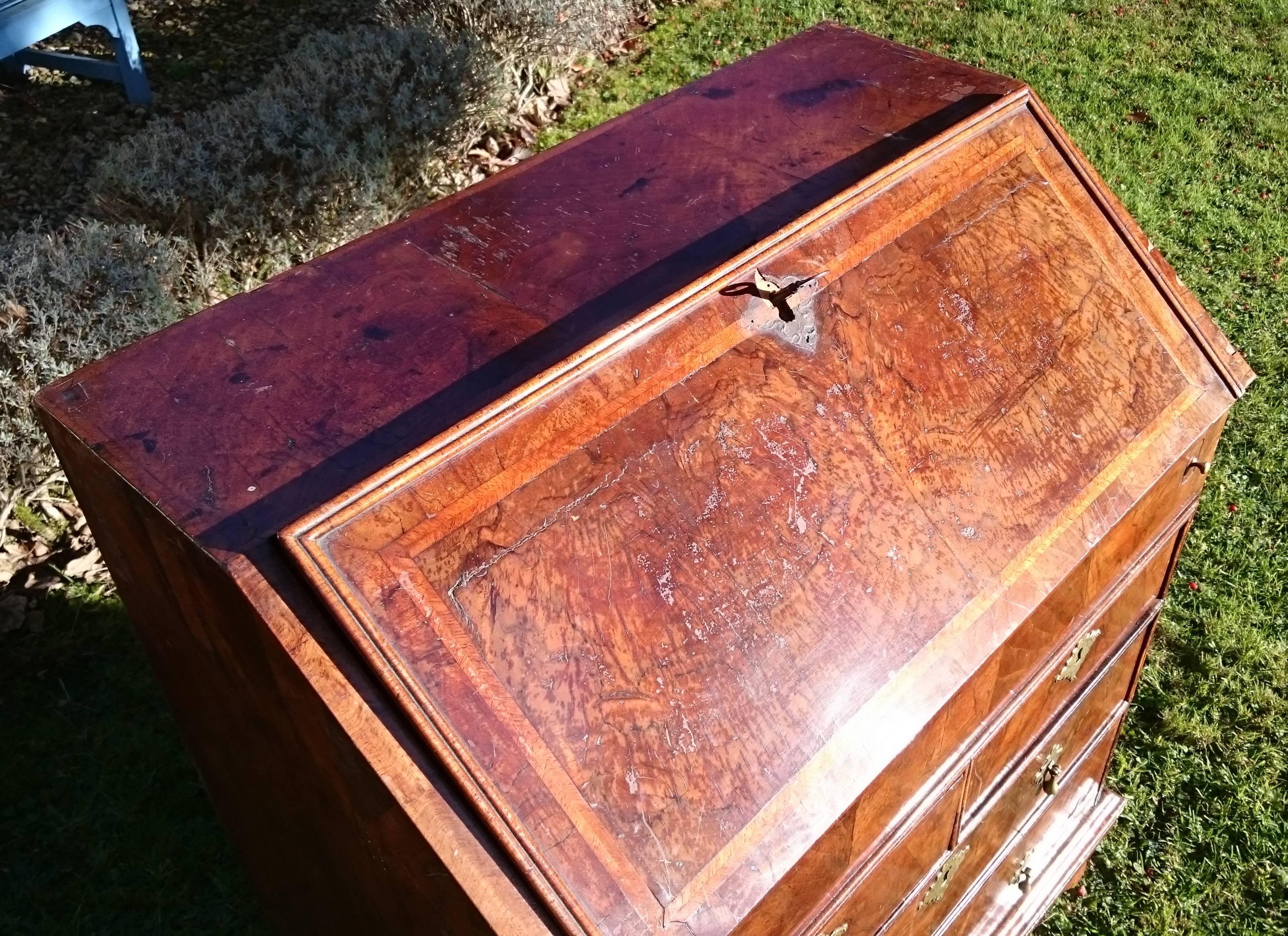 Early 18th Century Unusually Small George I Period Walnut Antique Bureau 2