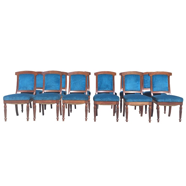 Set of 12 Comfortable Dining Chairs from 1860 For Sale