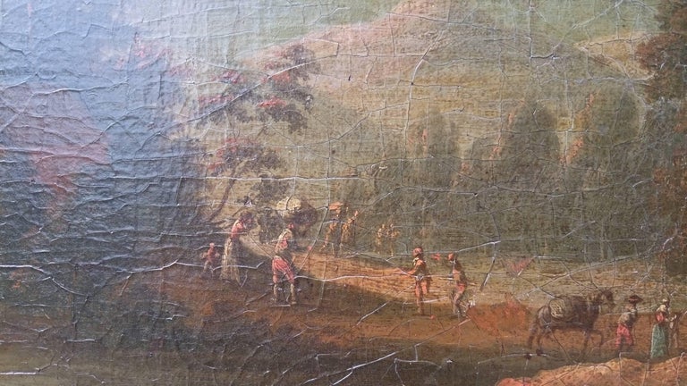 18th Century Oil on Canvas Painting River Landscape Attrib Christian ...