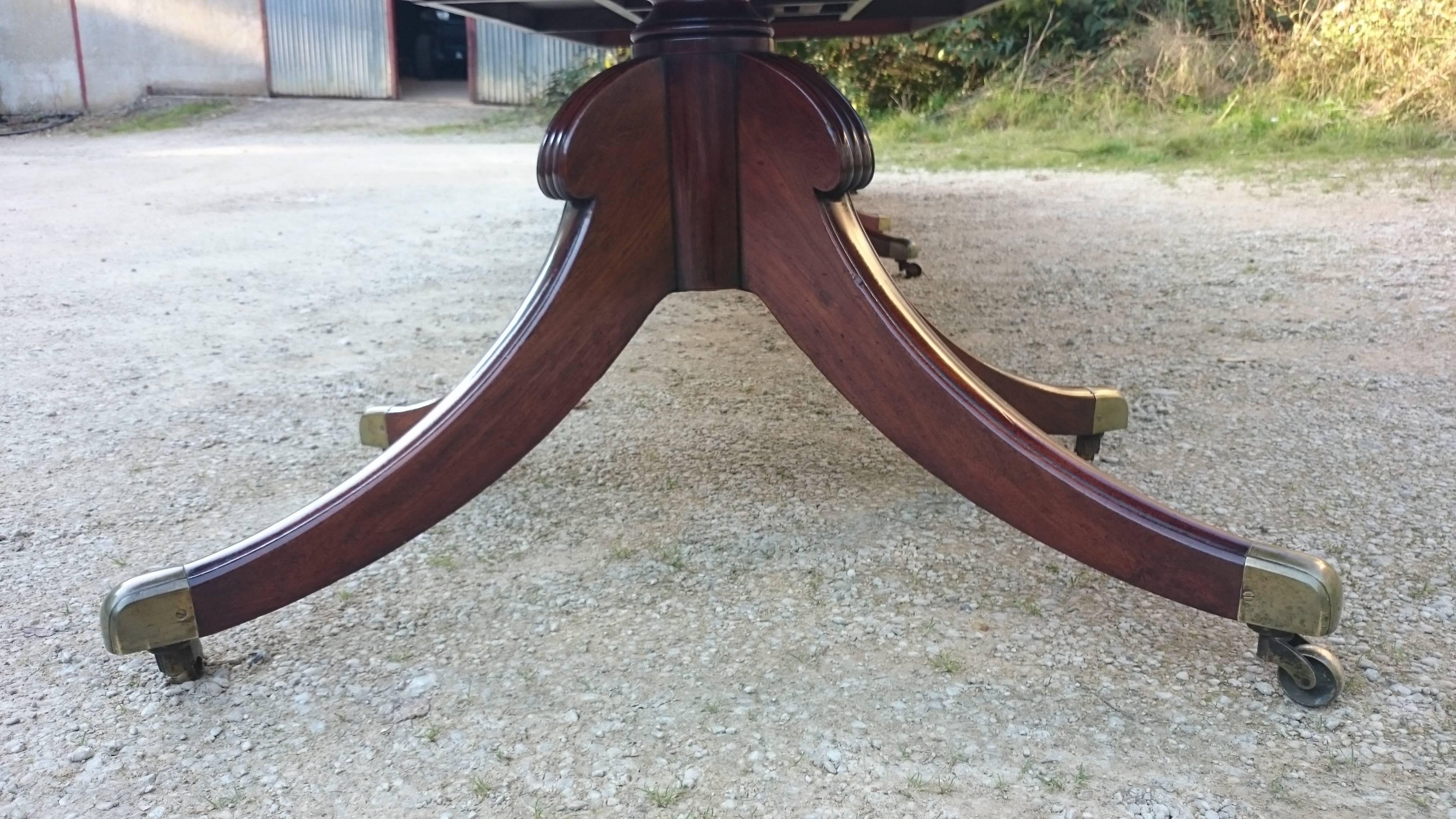 Regency Very Large Antique Three Pedestal Dining Table Made Of The Finest Mahogany