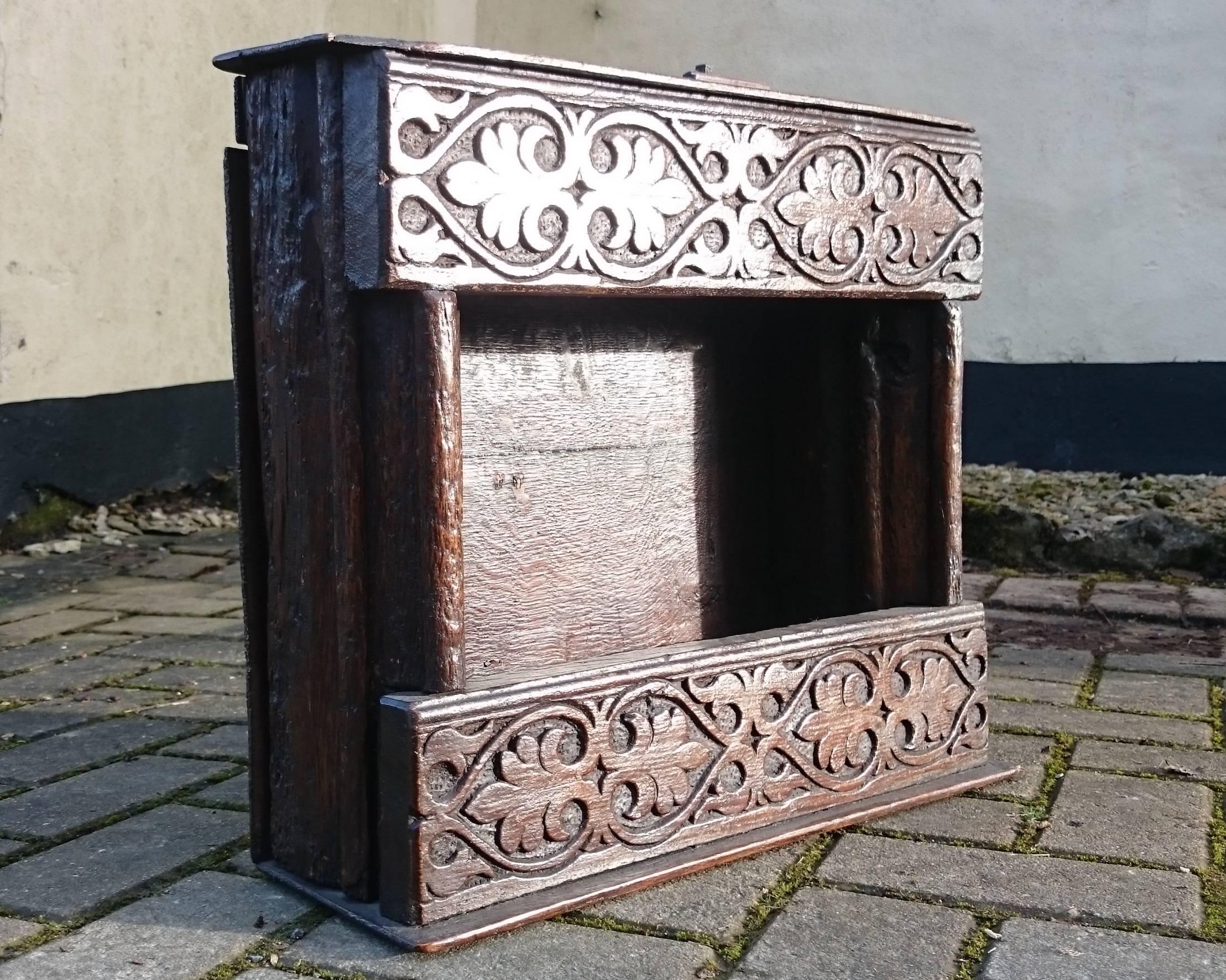 Early Oak Antique Reliquary Box 1