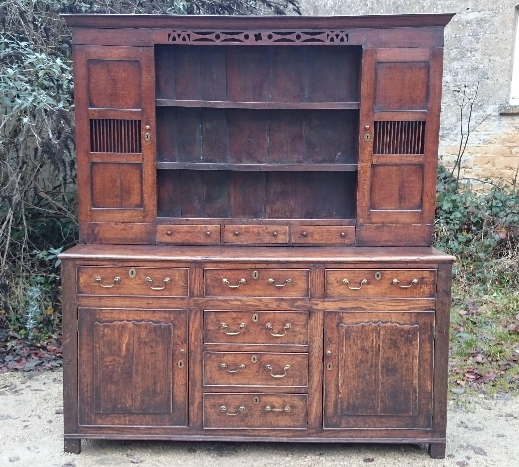 British George II Period Mid-18th Century Antique Oak Dresser