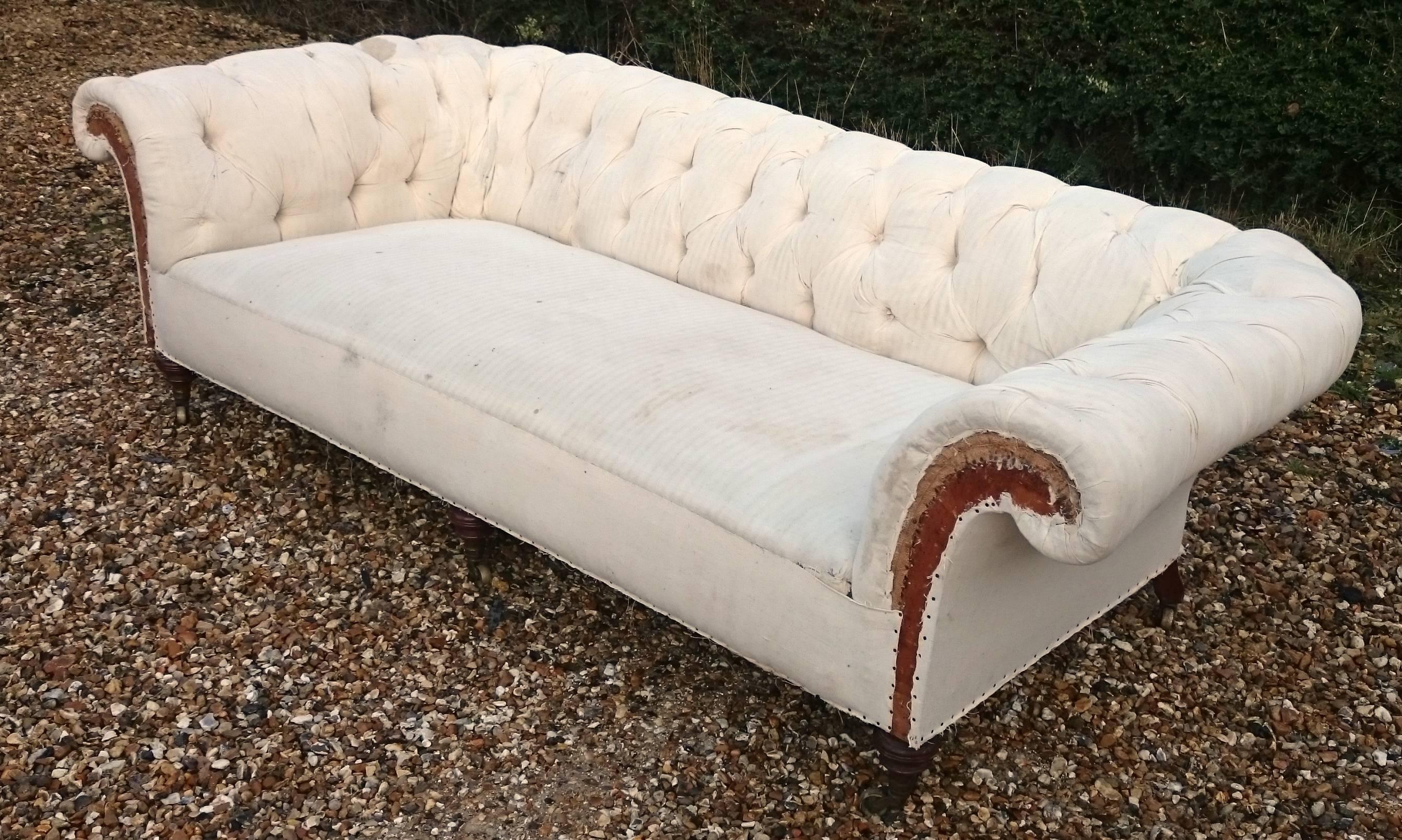 English Huge Victorian Antique Chesterfield Sofa Made by Howard and Sons of London