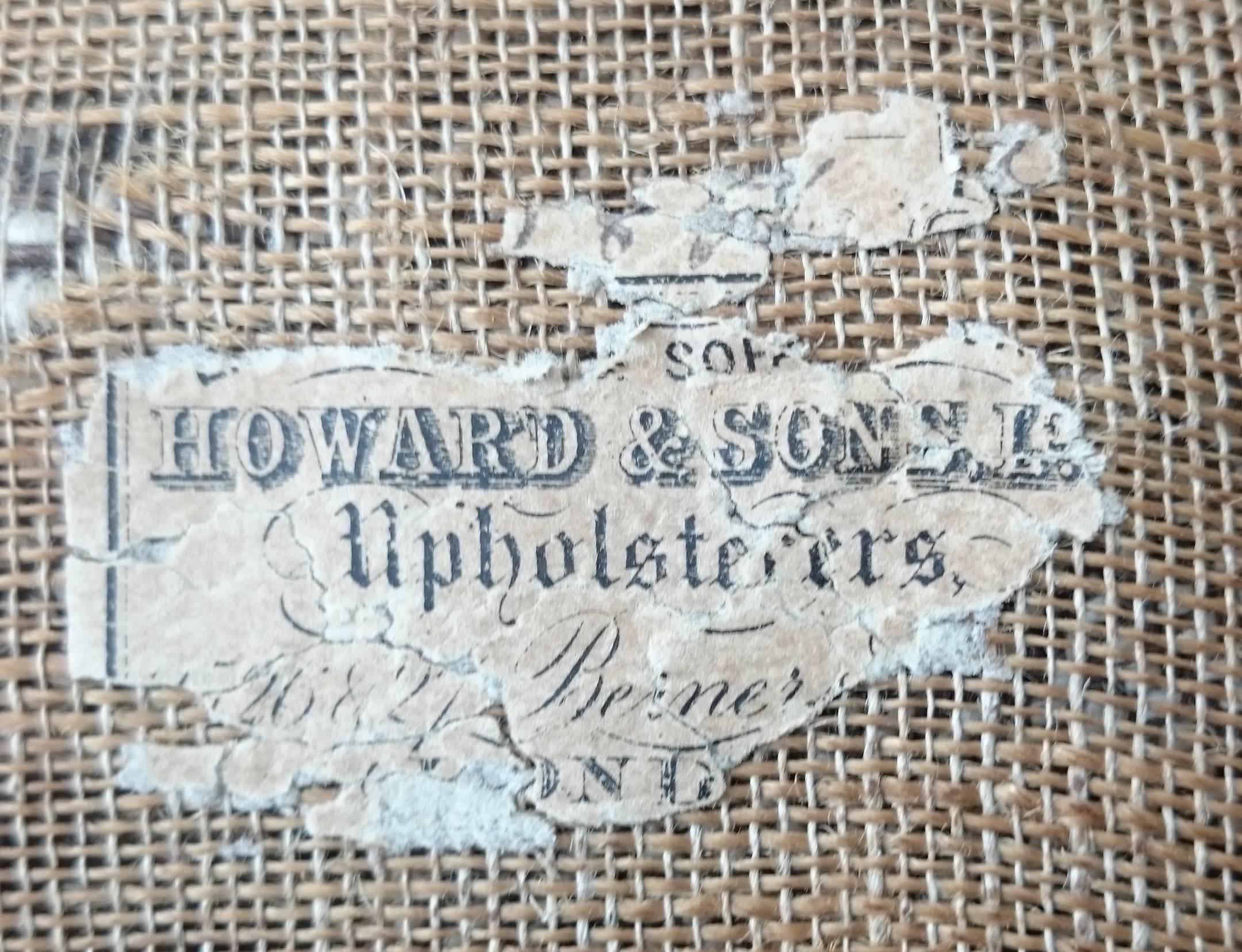 Antique Upholstered Footstool Made by Howard and Sons of London In Good Condition In Gloucestershire, GB