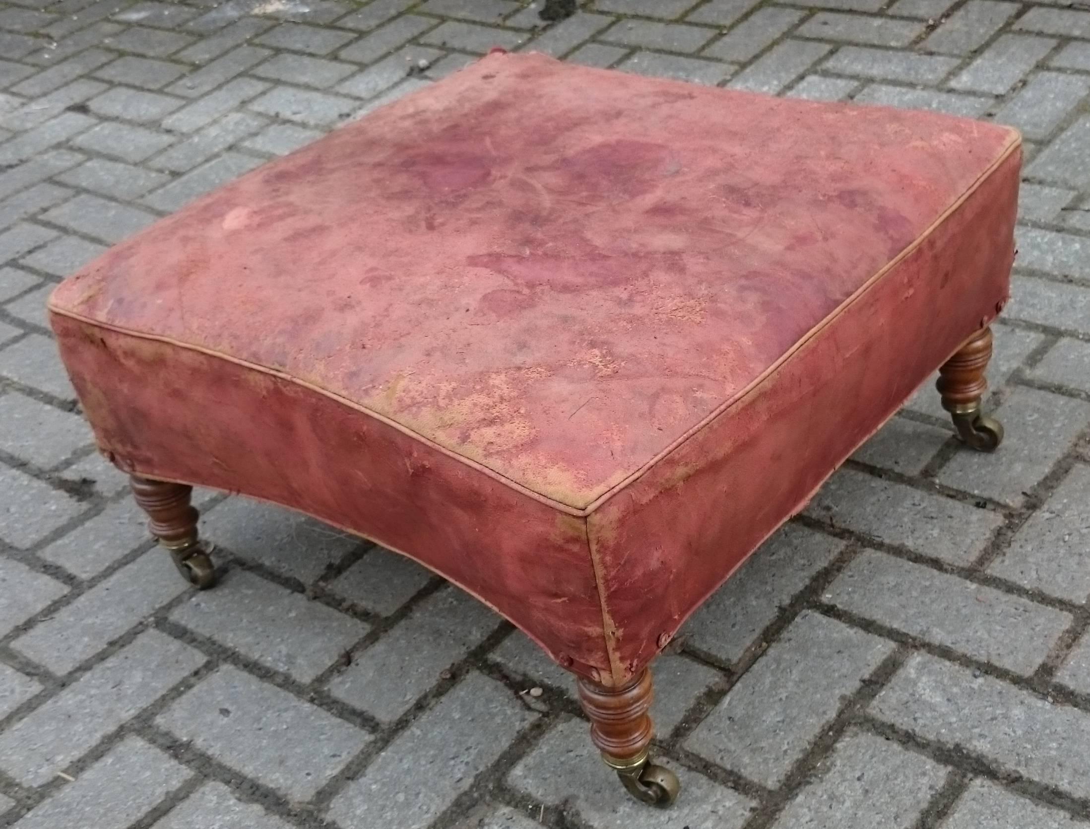 Victorian Antique Upholstered Footstool Made by Howard and Sons of London