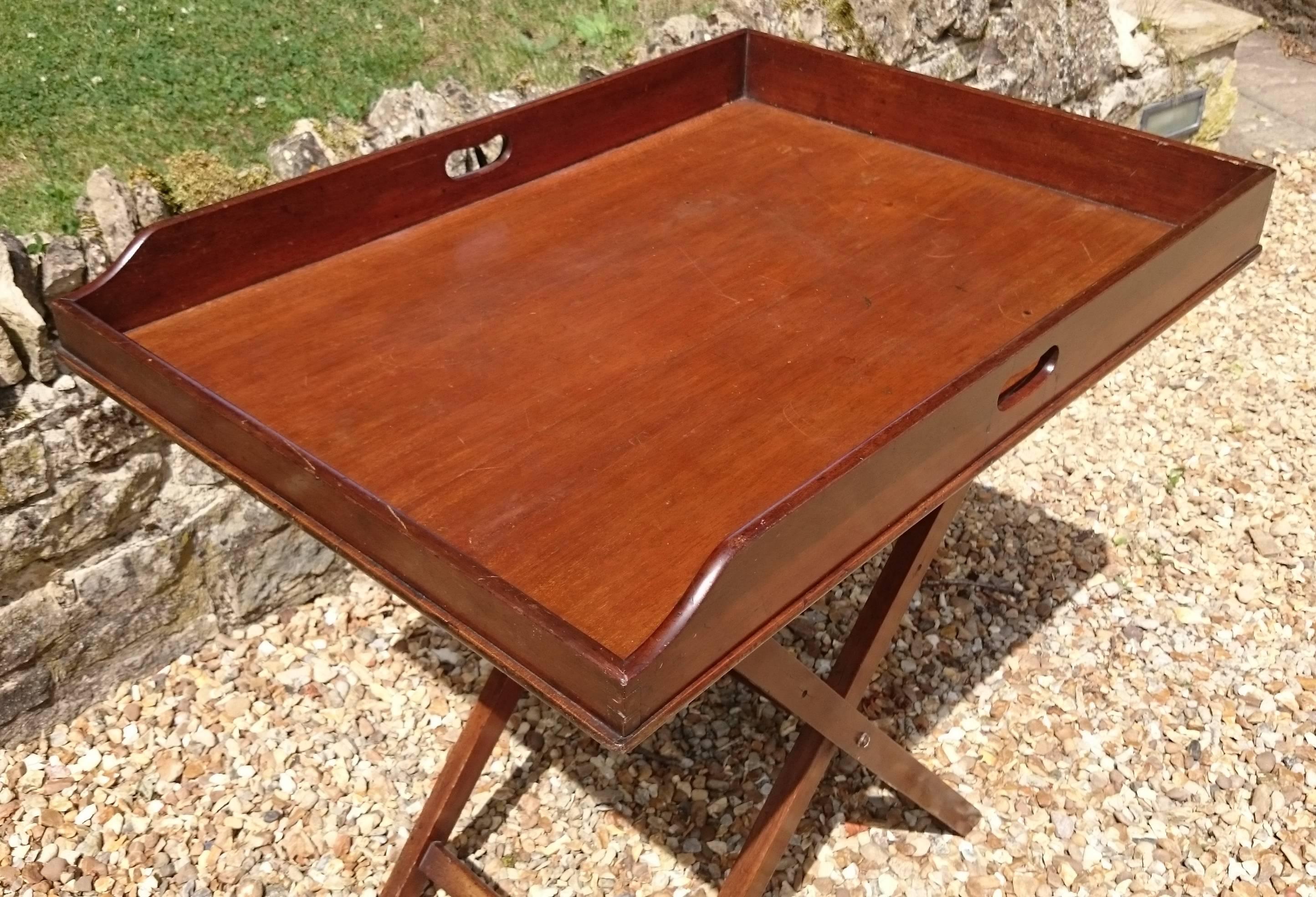 18th Century George III Period Mahogany Folding Antique Butler's Tray In Excellent Condition In Gloucestershire, GB