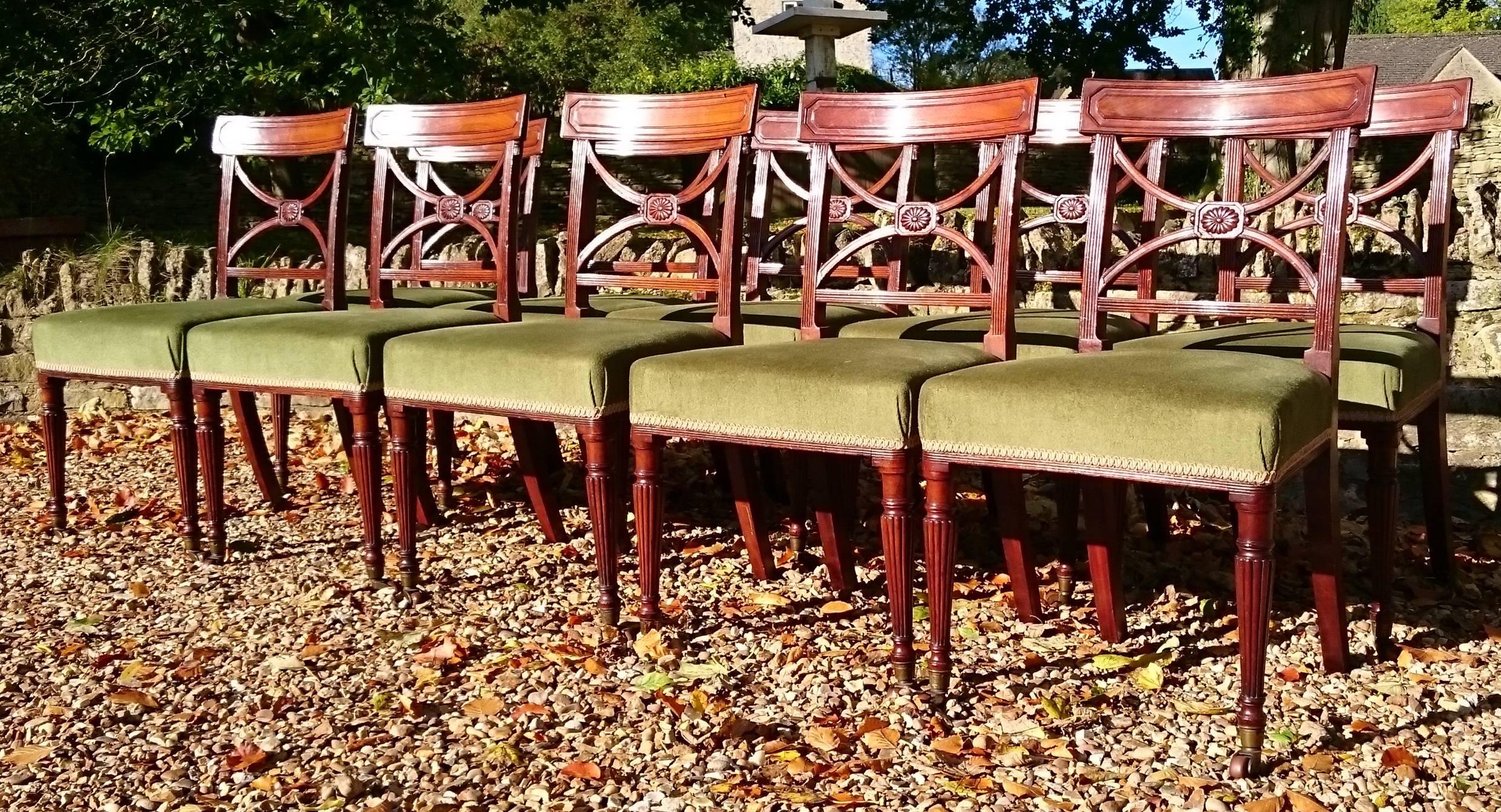 Set of 12 Early 19th Century Regency Mahogany Antique Dining Chairs 5