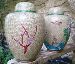 Paire de pots à gingembre en émail cloisonné chinois