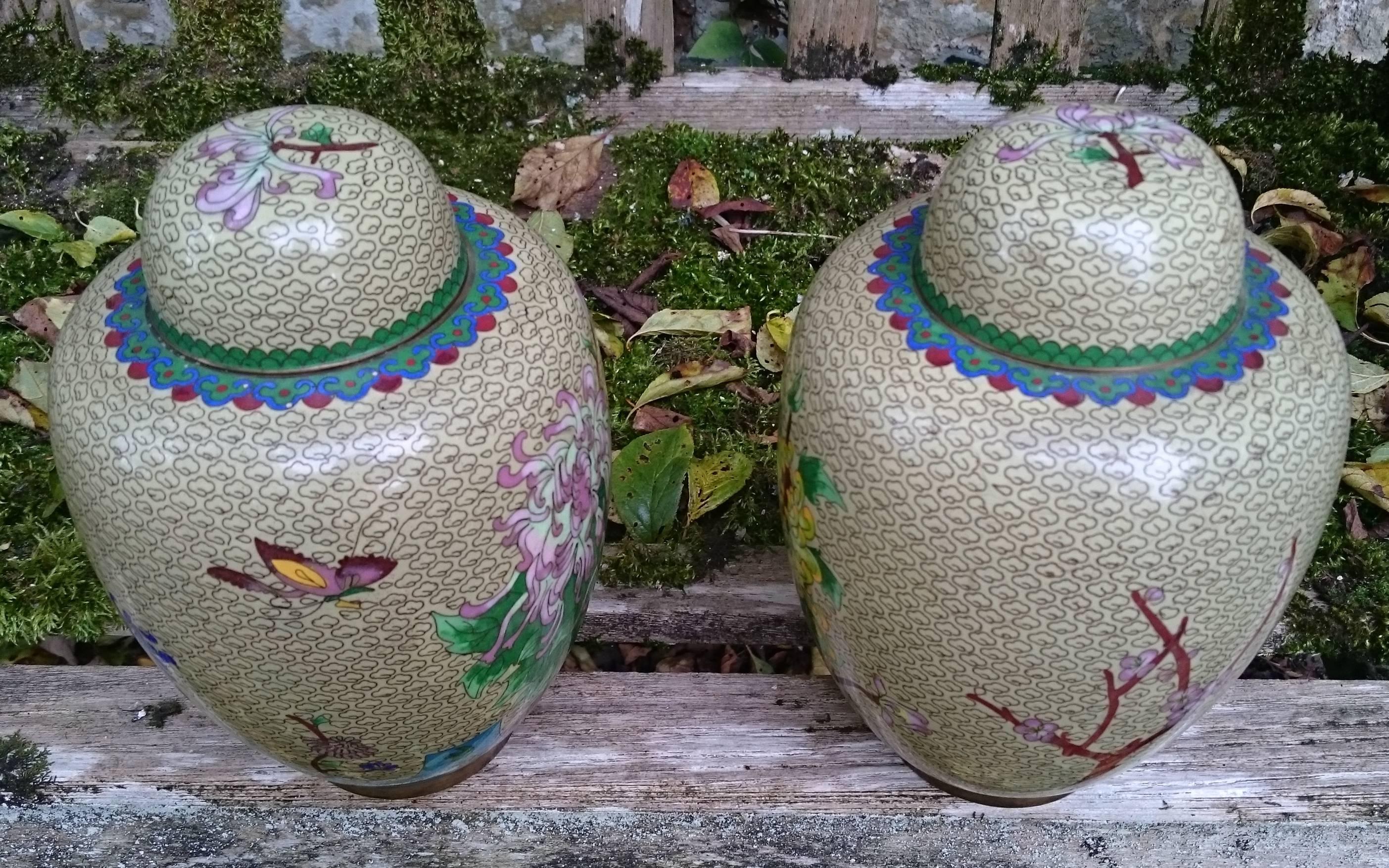 20th Century Pair of Chinese Cloisonné Enamel Ginger Jars