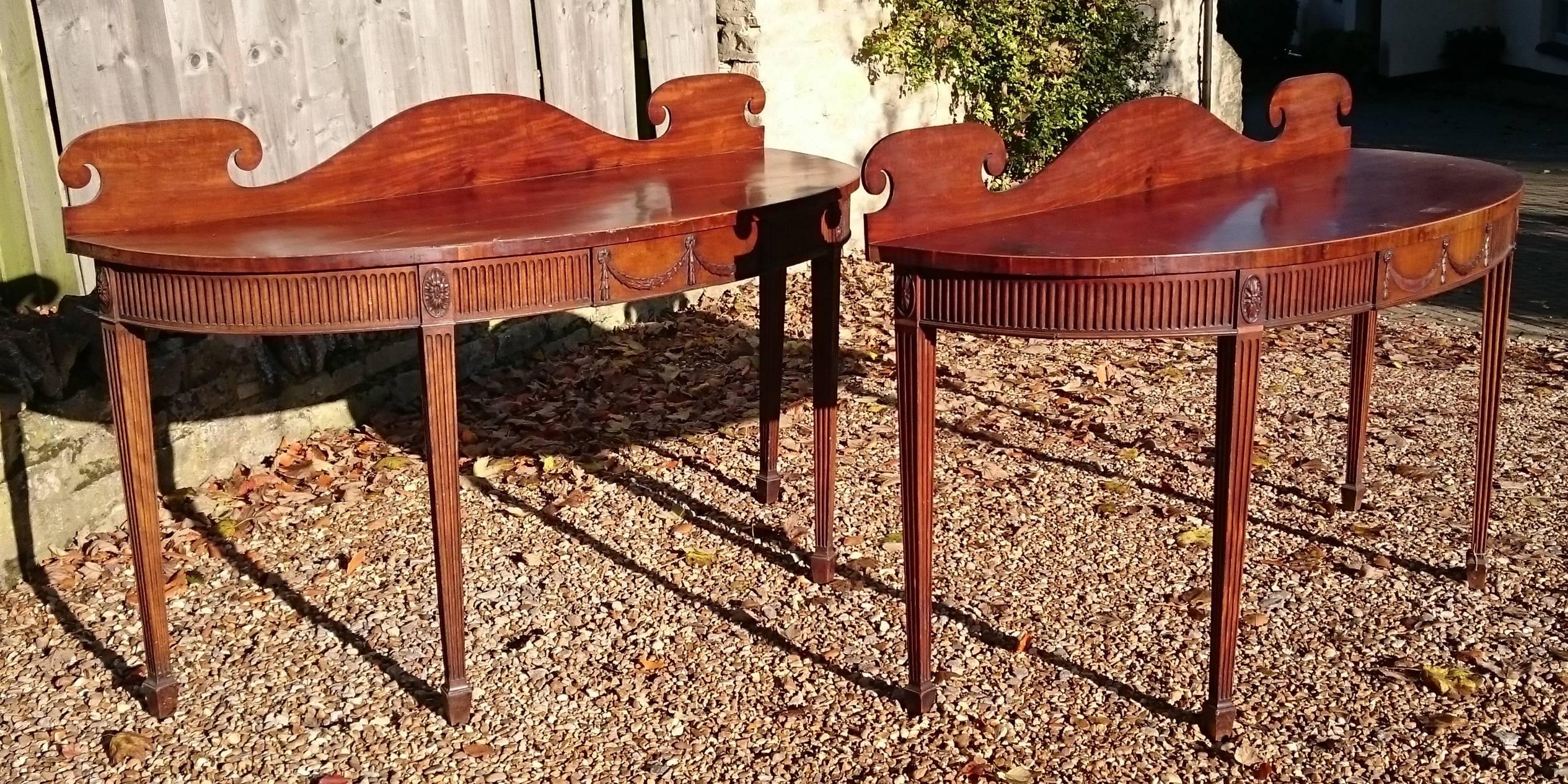 Adam Style Pair of Early 19th Century George III Period Mahogany Console Serving Tables