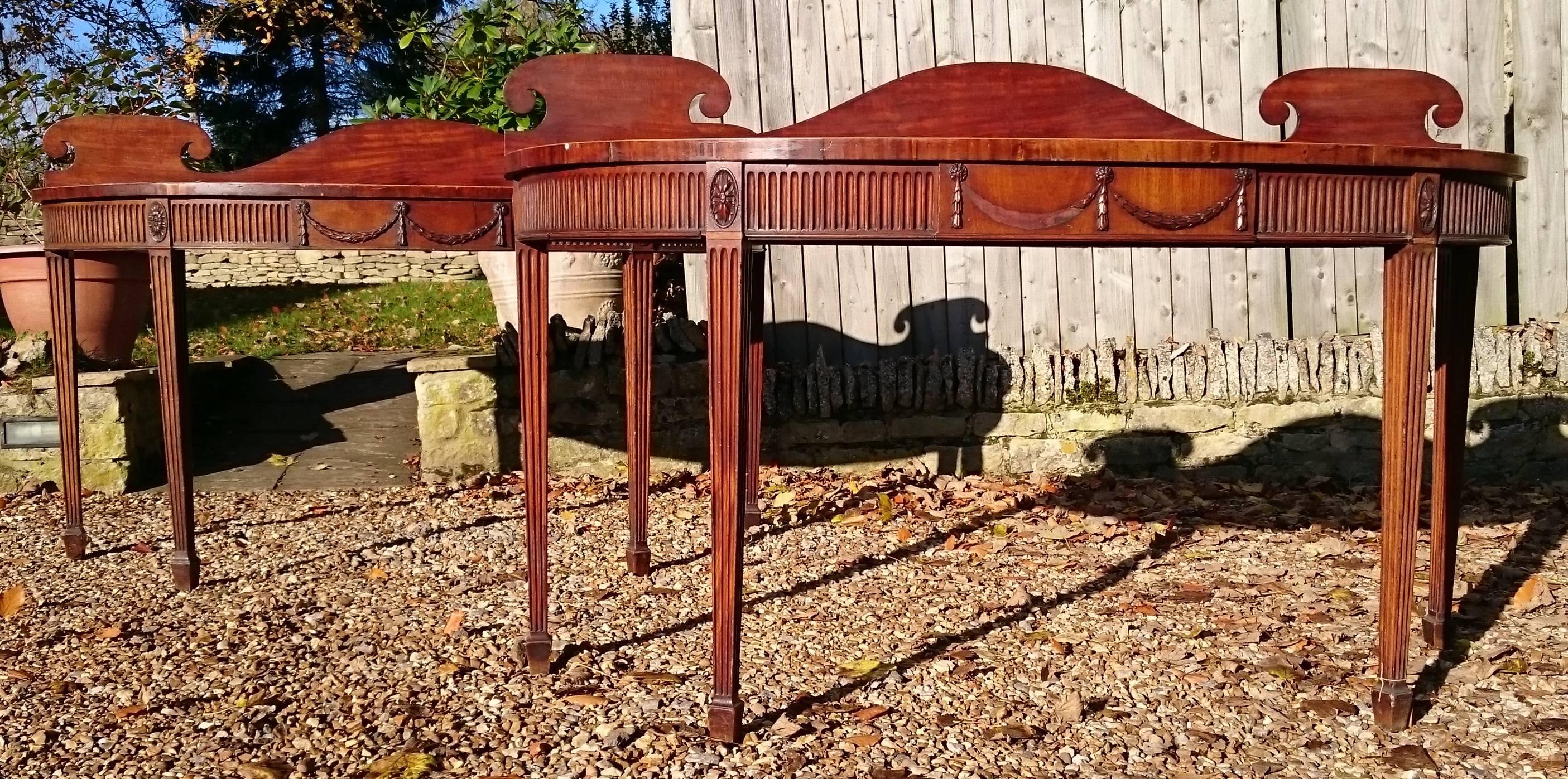 Pair of Early 19th Century George III Period Mahogany Console Serving Tables 3