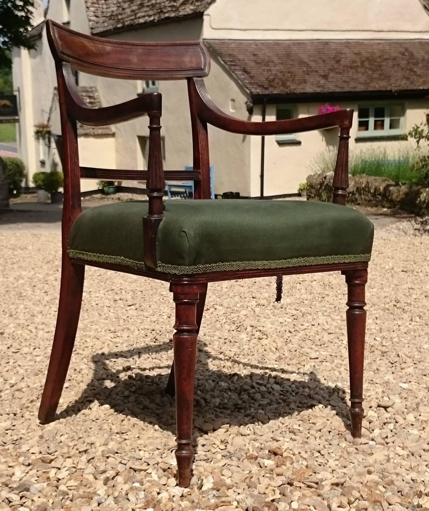 British Early 19th Century Mahogany George III Period Antique Armchair or Desk Chair