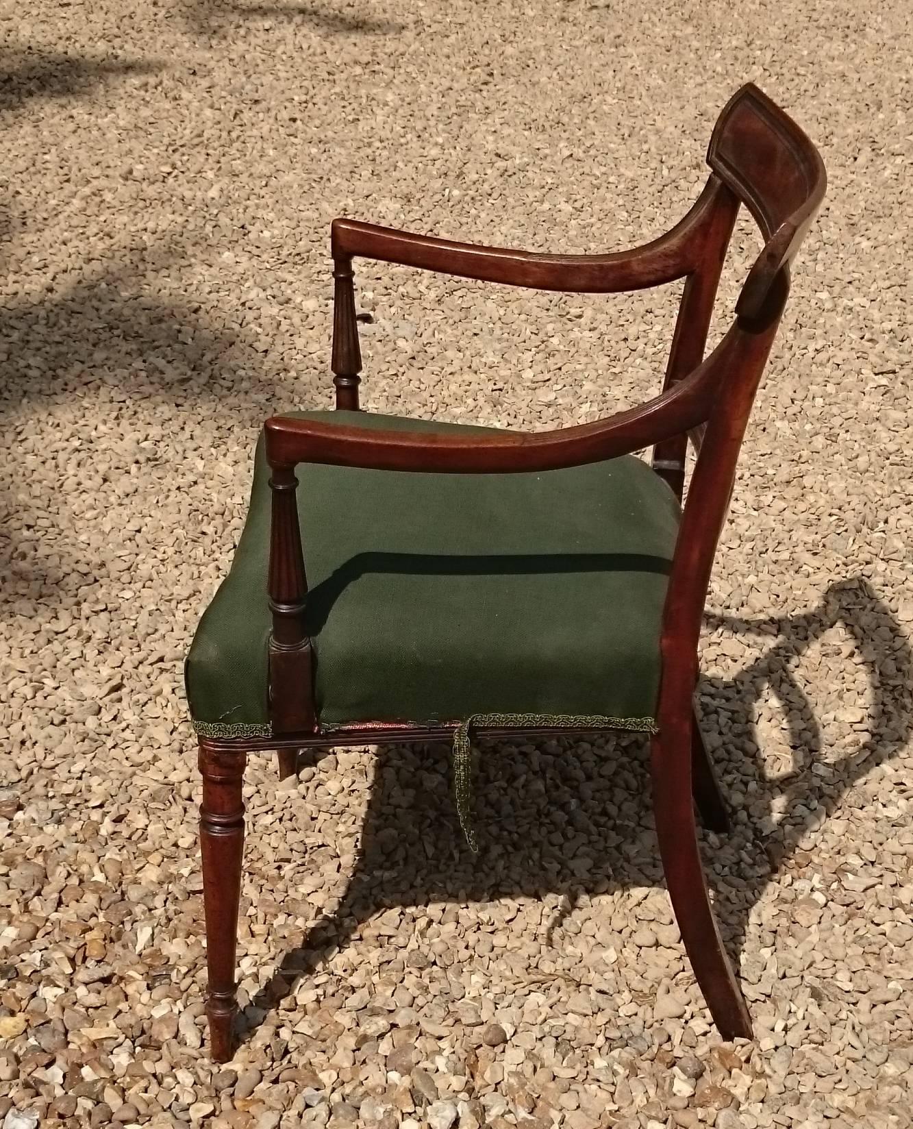 Early 19th Century Mahogany George III Period Antique Armchair or Desk Chair 1