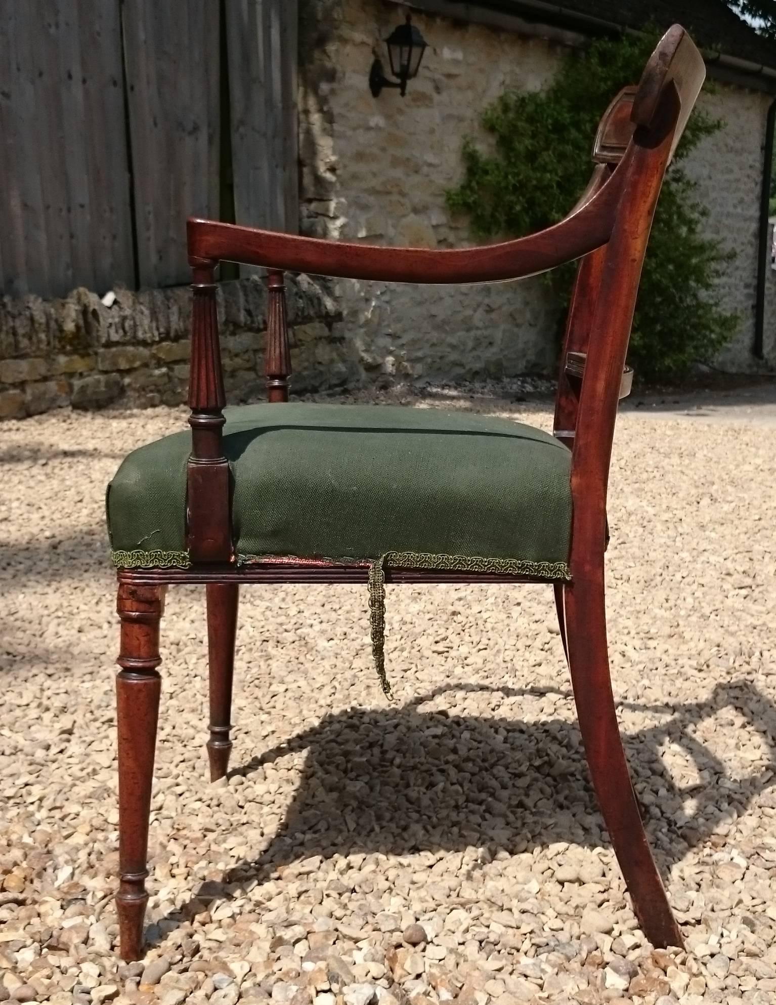 Early 19th Century Mahogany George III Period Antique Armchair or Desk Chair 2