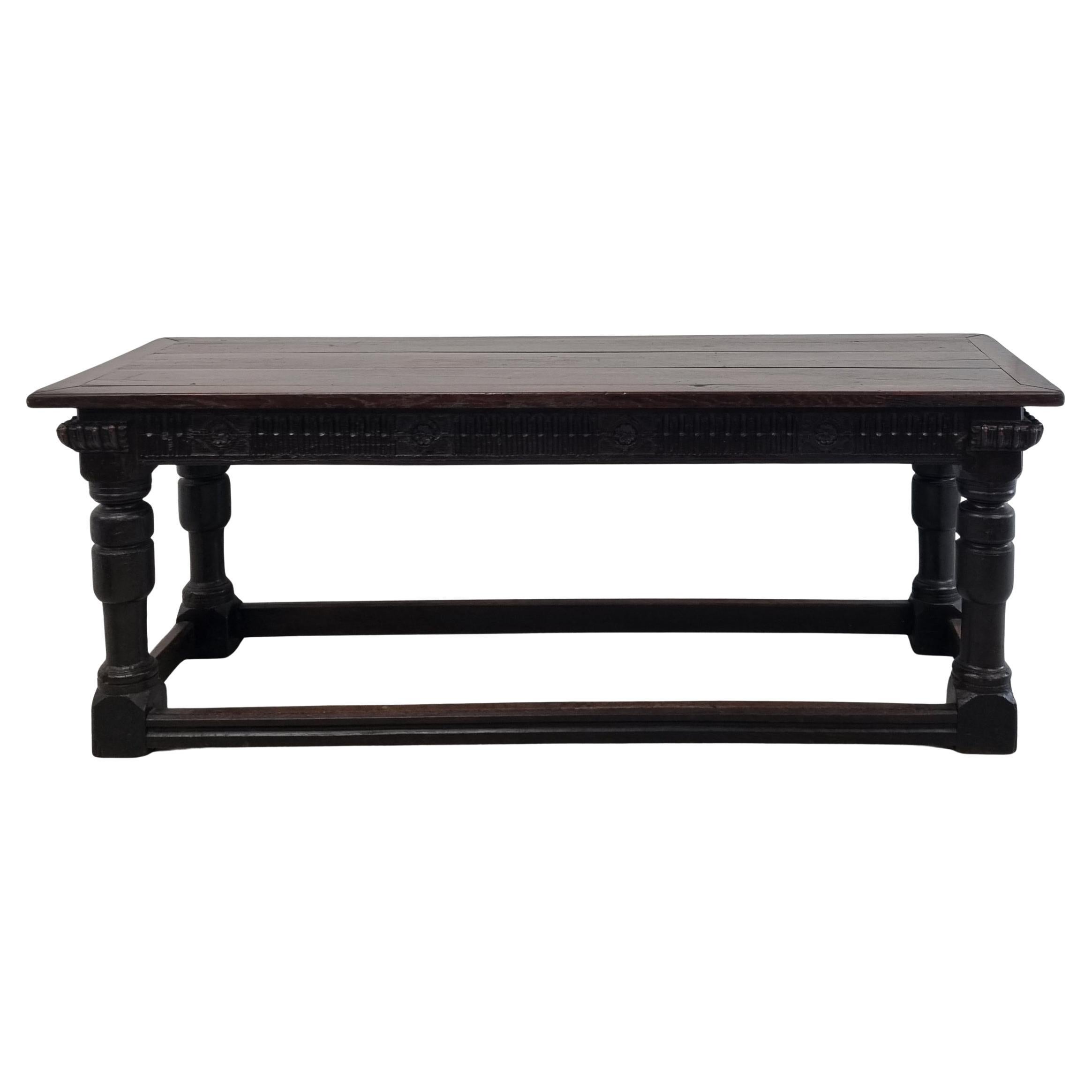16th Century Elizabethan Carved Oak Refectory Table, Circa 1580