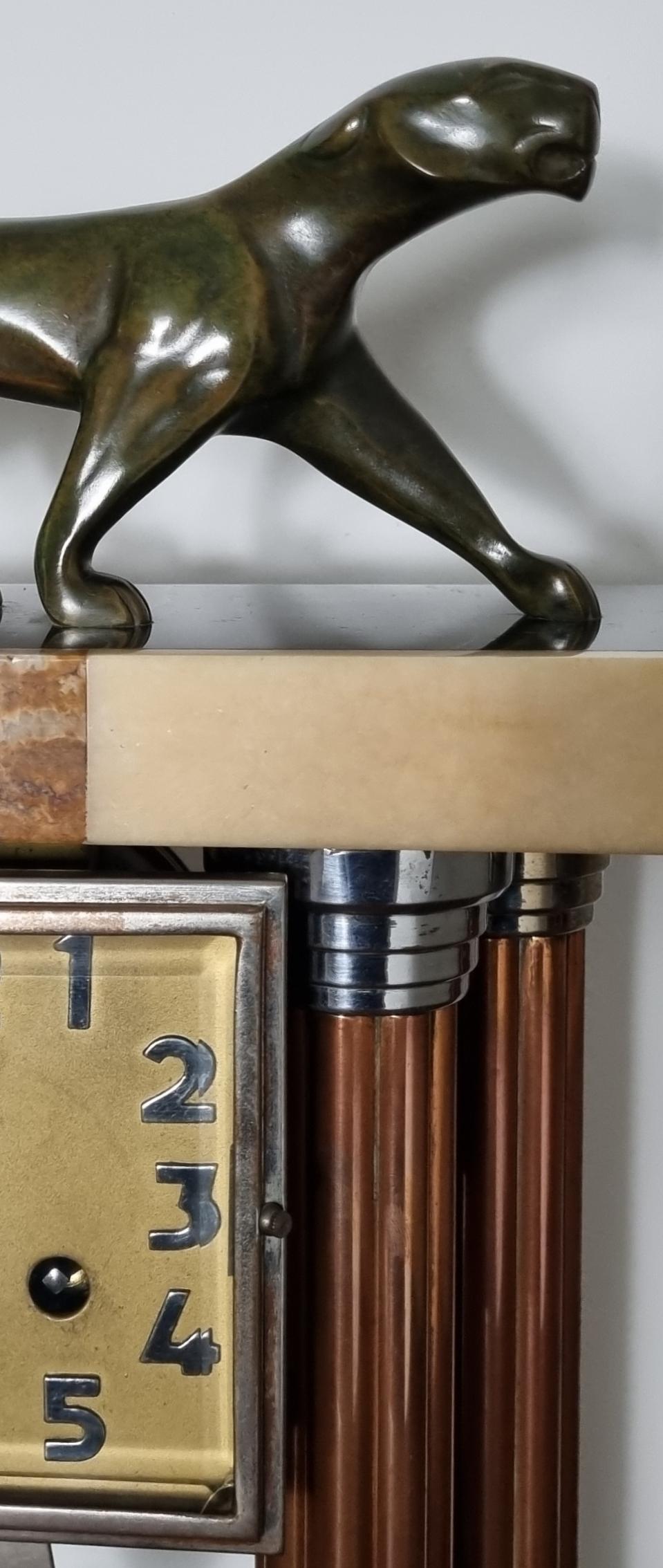 Art Deco Clock with Bronze Panther by Decoux 2