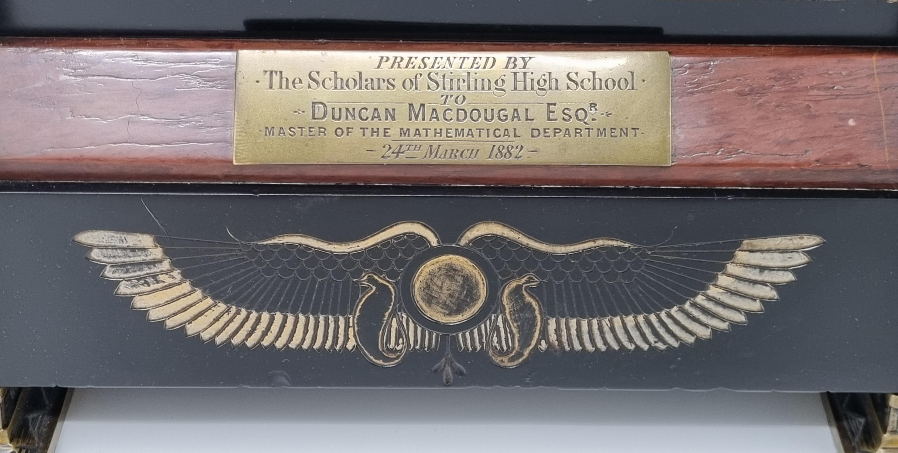 Brass 19th Century Egyptian Revival Mantel Clock from Stirling High School For Sale