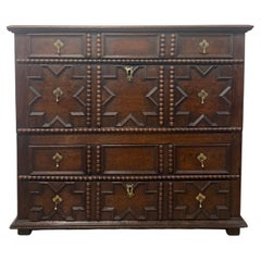 17th Century Geometric Design Oak Chest of Drawers