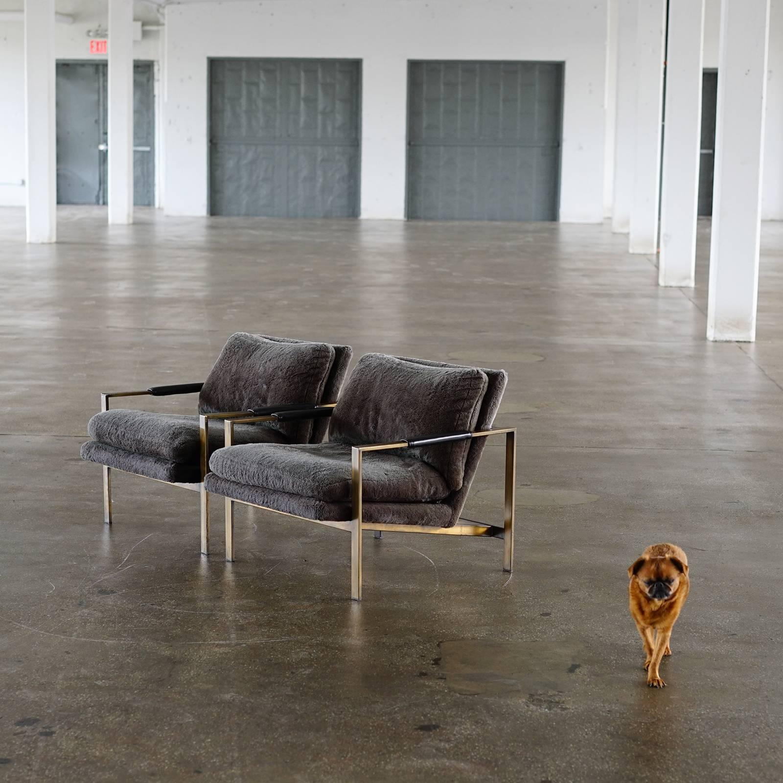 Milo Baughman Bronze Lounge Chairs 2