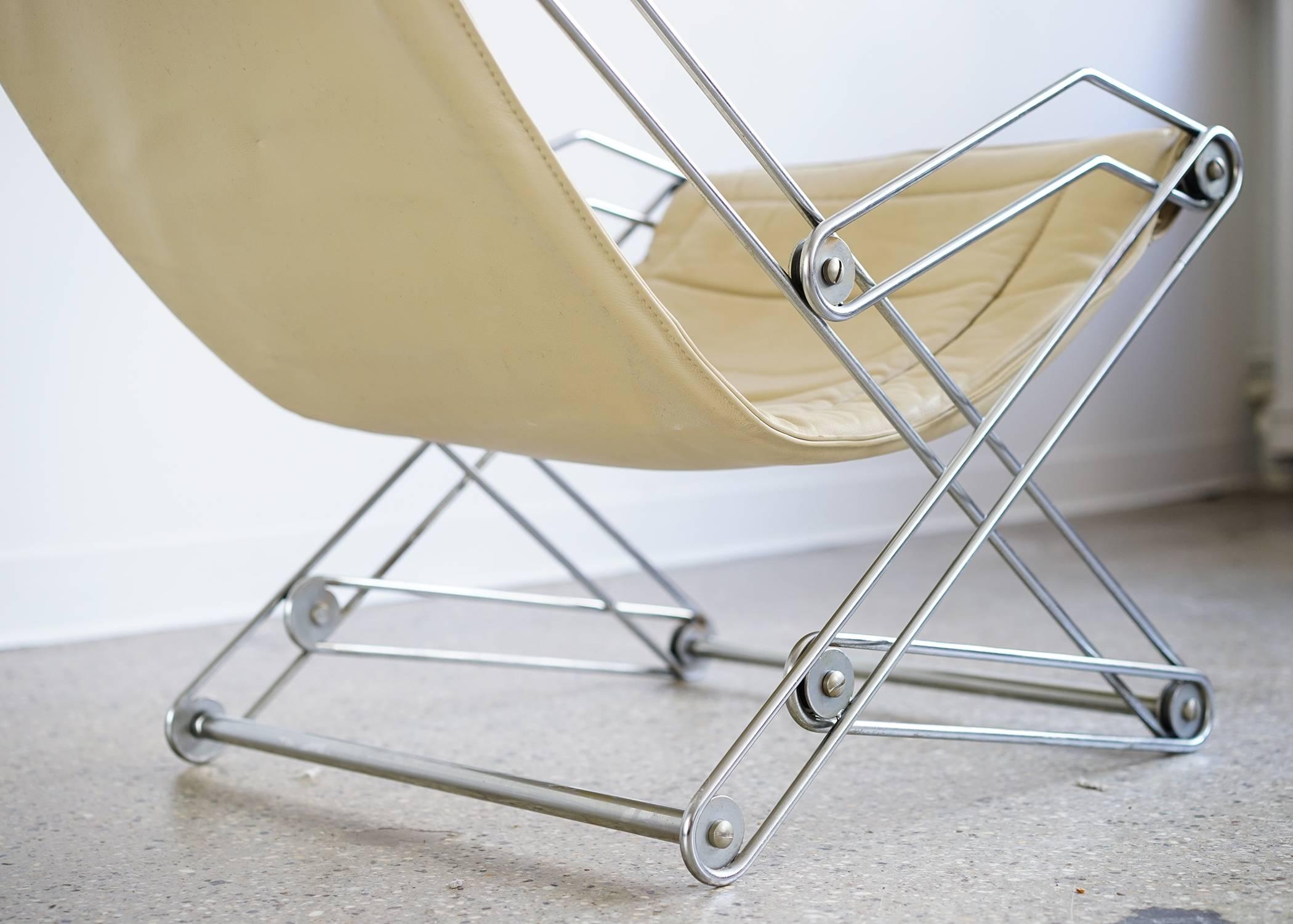 Italian Sling Chair and Ottoman In Good Condition In Brooklyn, NY