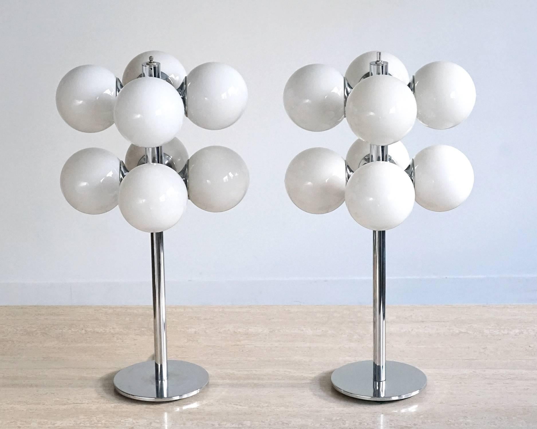 Metal Lightolier Lamps with Globe Shades