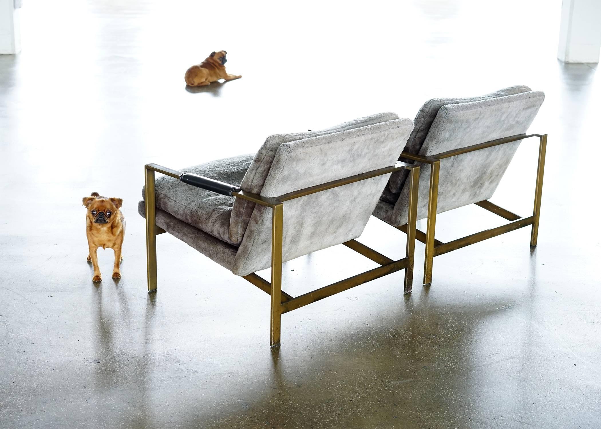 Modern Milo Baughman Bronze Lounge Chairs