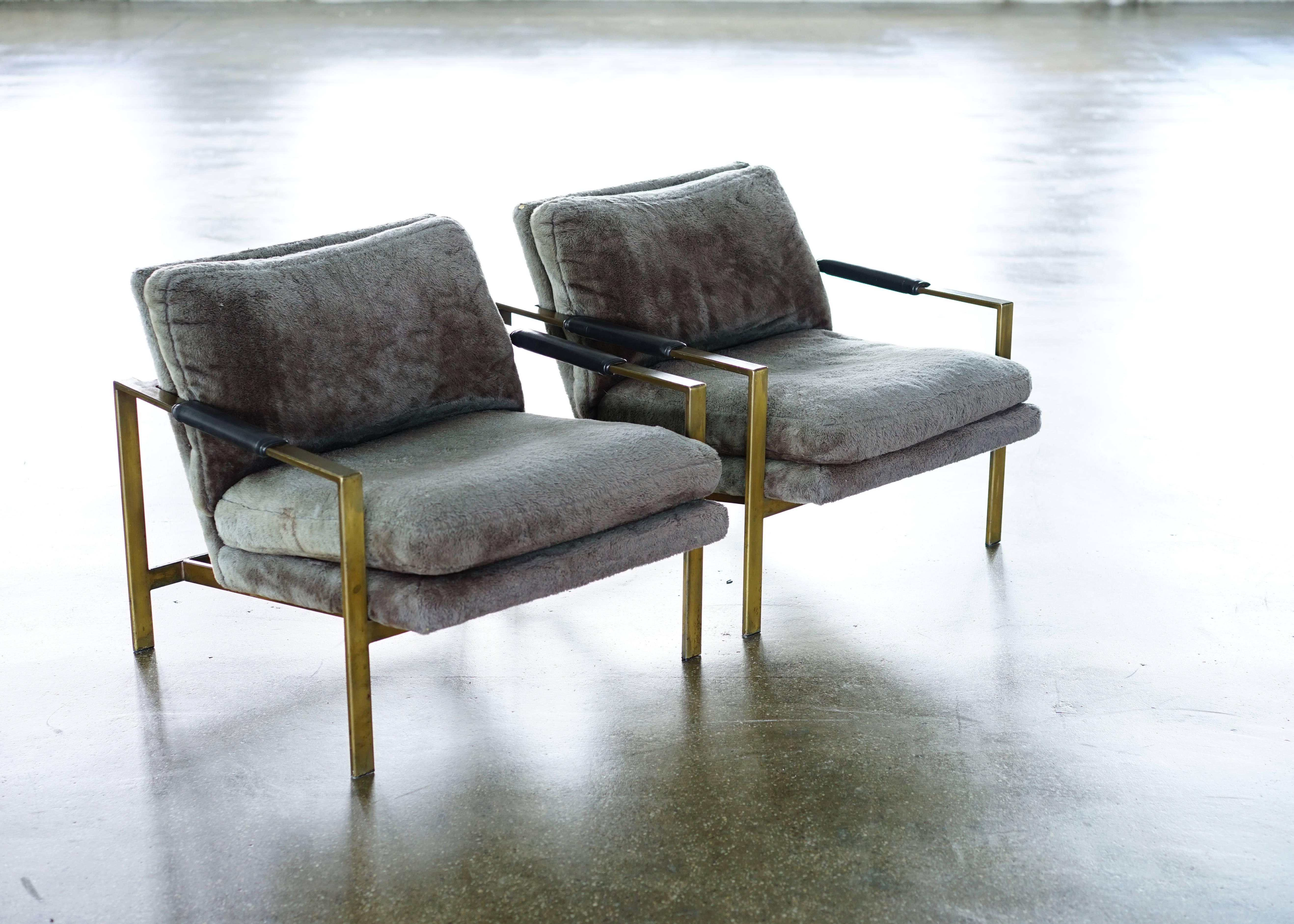 Milo Baughman Bronze Lounge Chairs 4