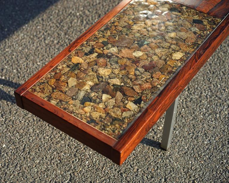 Scandinavian Table Bench in Rocks, Resin and Rosewood at 1stDibs