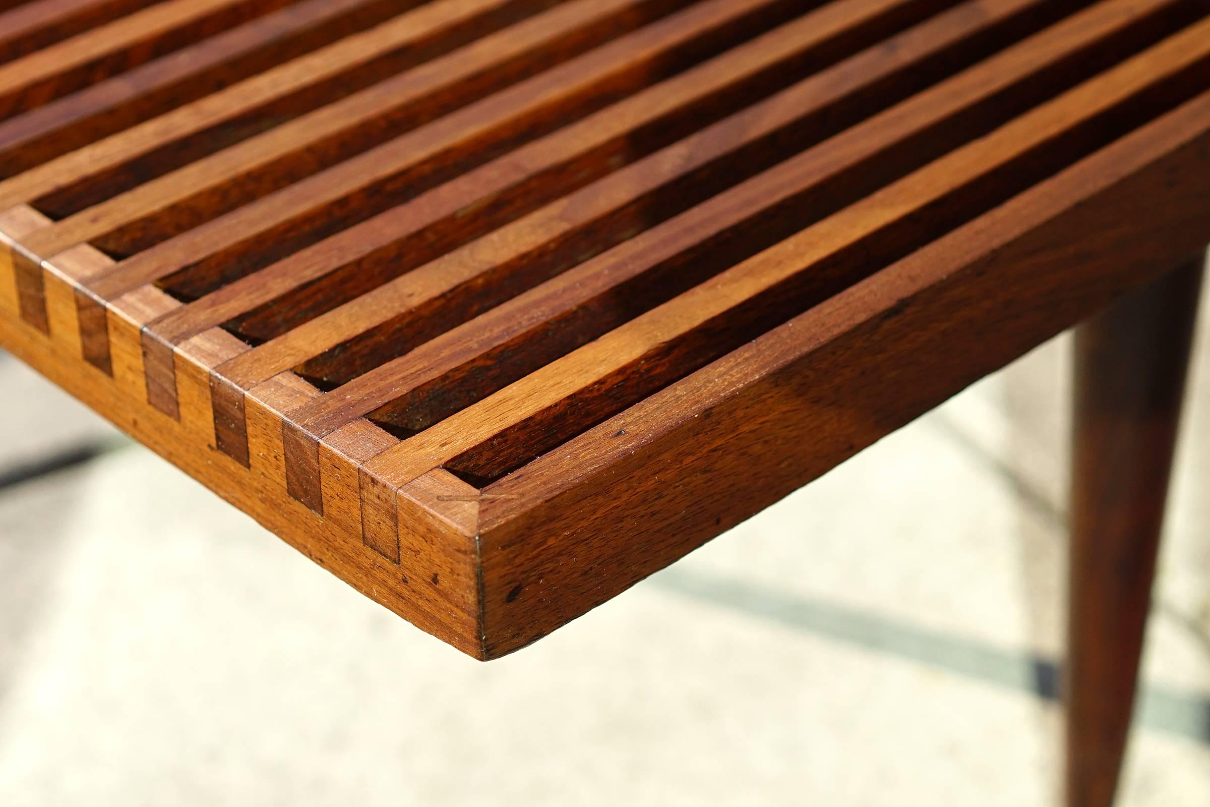 Walnut Slat Bench or Table by Mel Smilow
