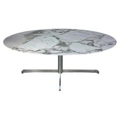 1960s Large Oval Arabescato Marble Dining Table by Florence Knoll