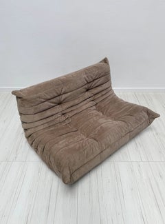 1990s Original Taupe Alcantara Togo 2-Seater by Michel Ducaroy for Ligne Roset