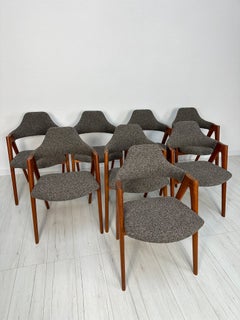 1960s Set of 8 Compass Teak Dining Chairs by Kai Kristiansen for Schou Andersen