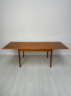 1960s Large Vintage Minimalistic Teak Extendable Dining Table