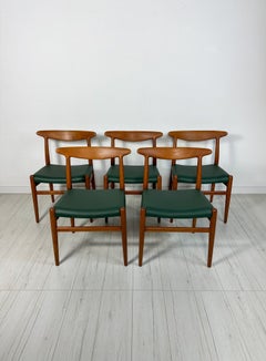 1950s Set of 5 Danish Teak Dining Chairs W2 by Hans J. Wegner for CM Madsen