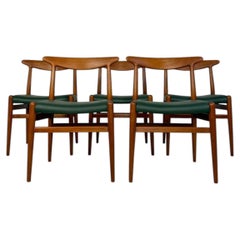 1950s Set of 5 Danish Teak Dining Chairs W2 by Hans J. Wegner for CM Madsen