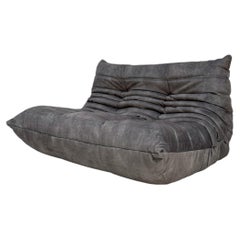 Vintage Original Grey Velvet Togo 2-Seater by Michel Ducaroy for Ligne Roset
