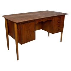 1960s Vintage Mid-Century Curved Danish Teak Writing Desk