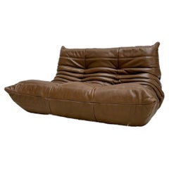 Vintage Original Leather Togo 2-Seater by Michel Ducaroy for Ligne Roset