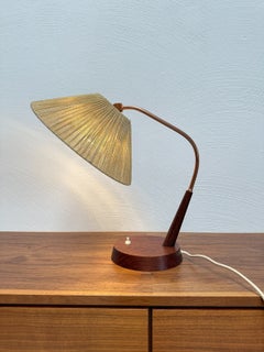 1960s Vintage Teak and Sisal Table Lamp by Temde Leuchten, Switzerland