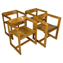 1960s Set of 4 Vintage Pine Model 313 Trybo Chairs by Edvin Helseth
