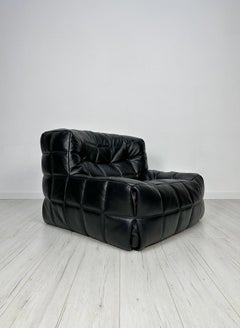 1980s Leather Kashima 1-Seater and Ottoman by Michel Ducaroy for Ligne Roset
