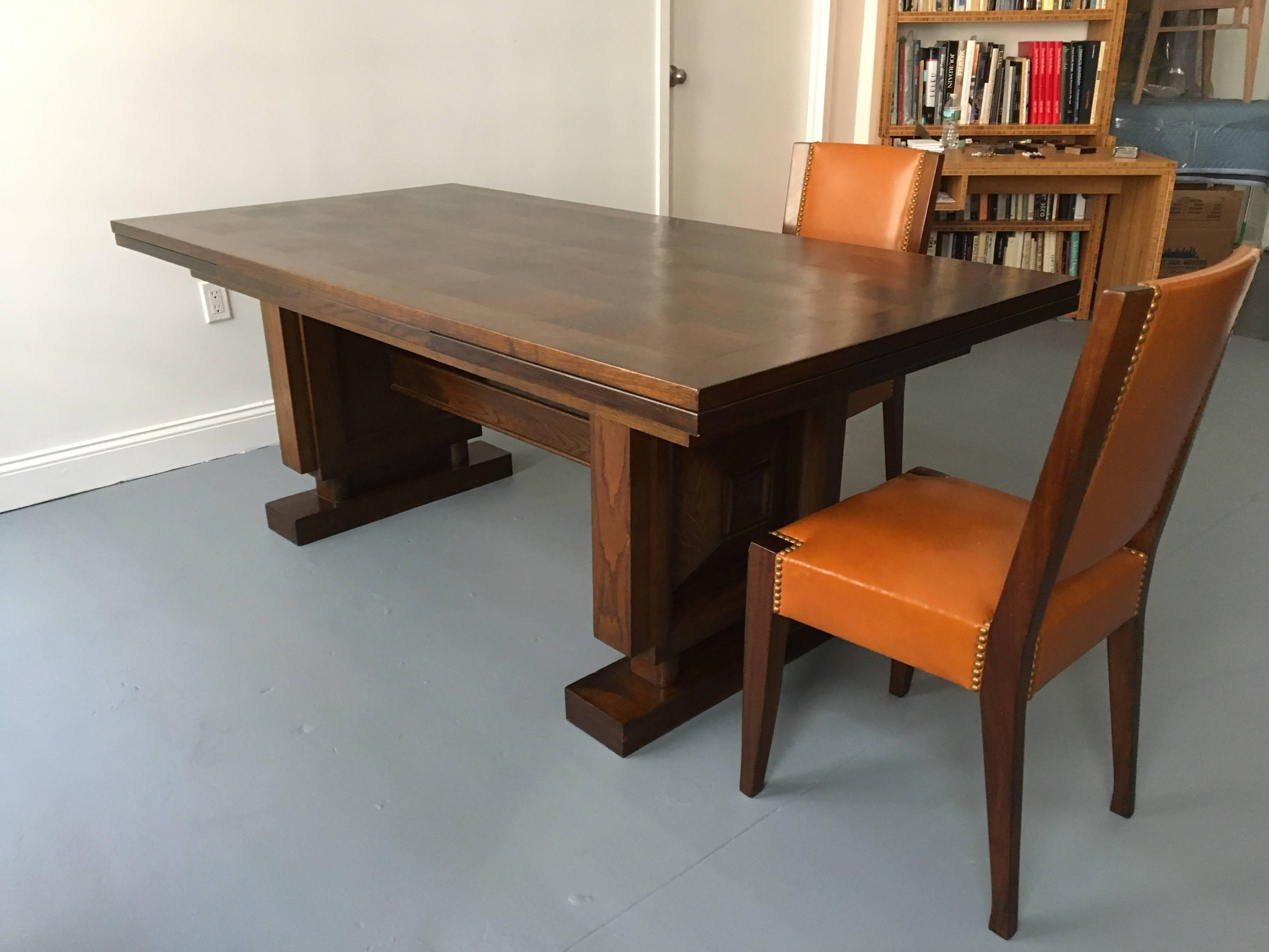 20th Century Oak Dining Table by Charles Dudouyt For Sale