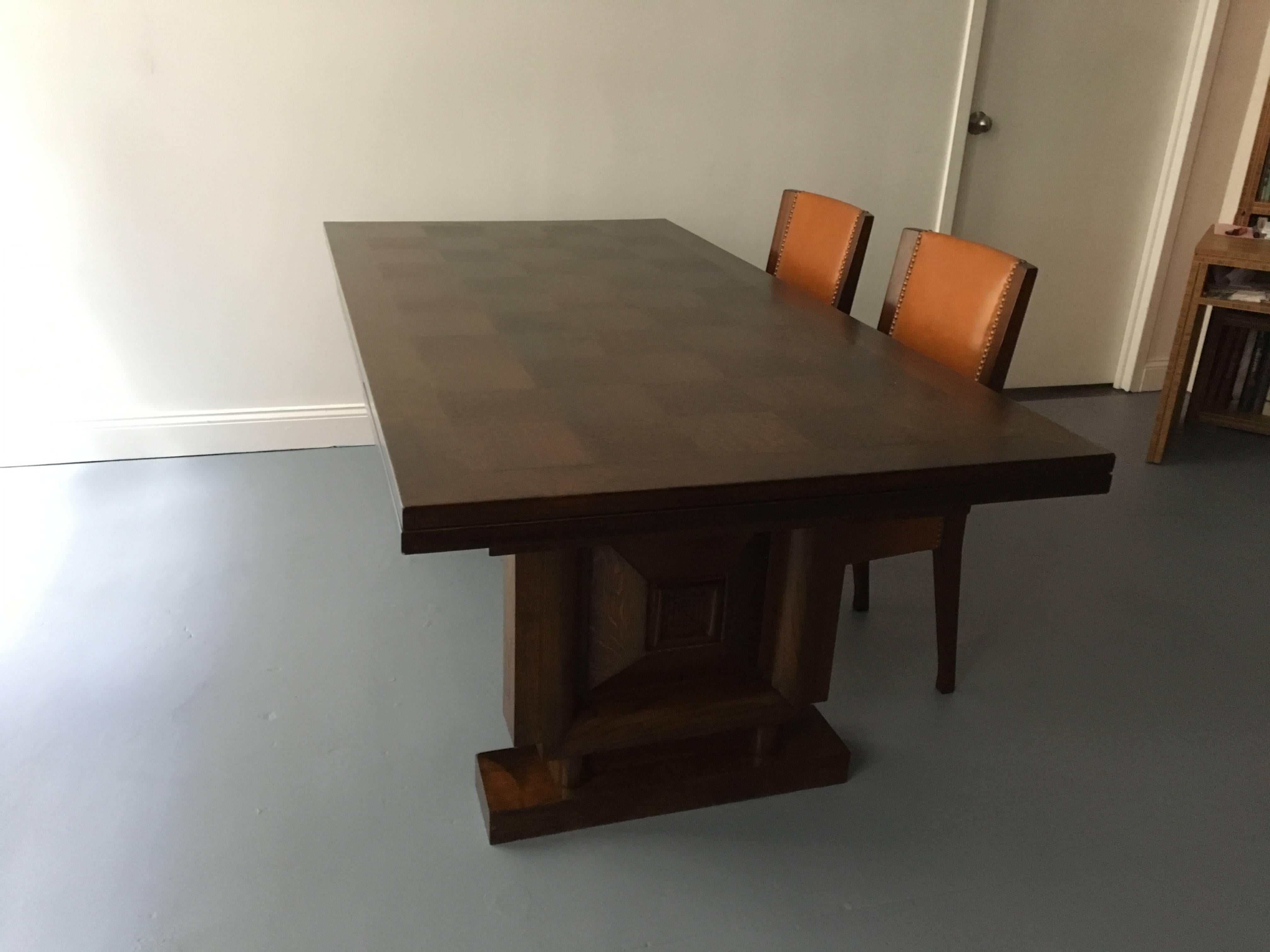 Oak Dining Table by Charles Dudouyt For Sale 1