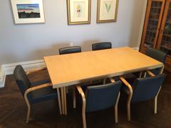 Alvar Aalto Dining Table and Six Armchairs Produced by Artek