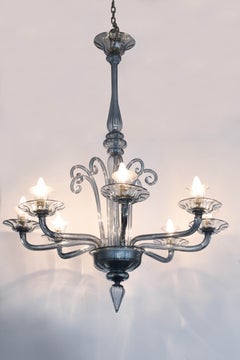 Chandelier Murano Glass Attributed to Venini, 1930s